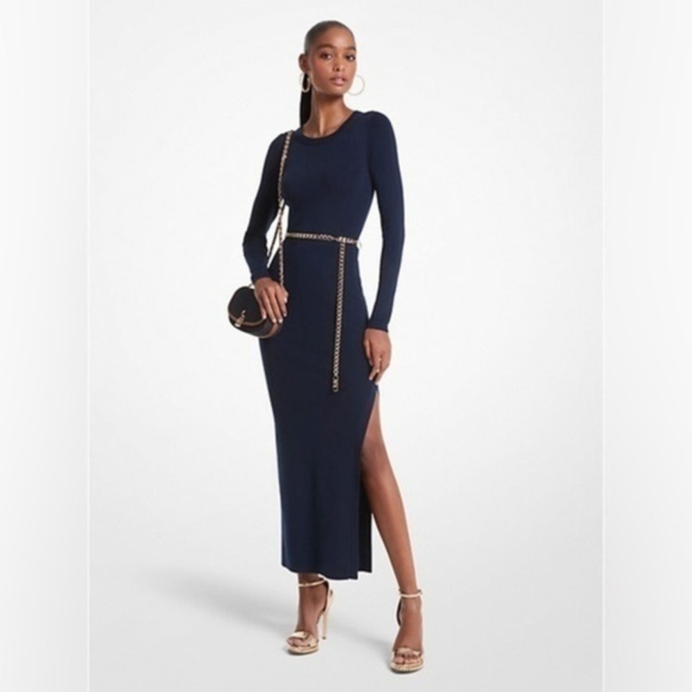 MICHAEL KORS
Wool Blend Belted Midi Dress